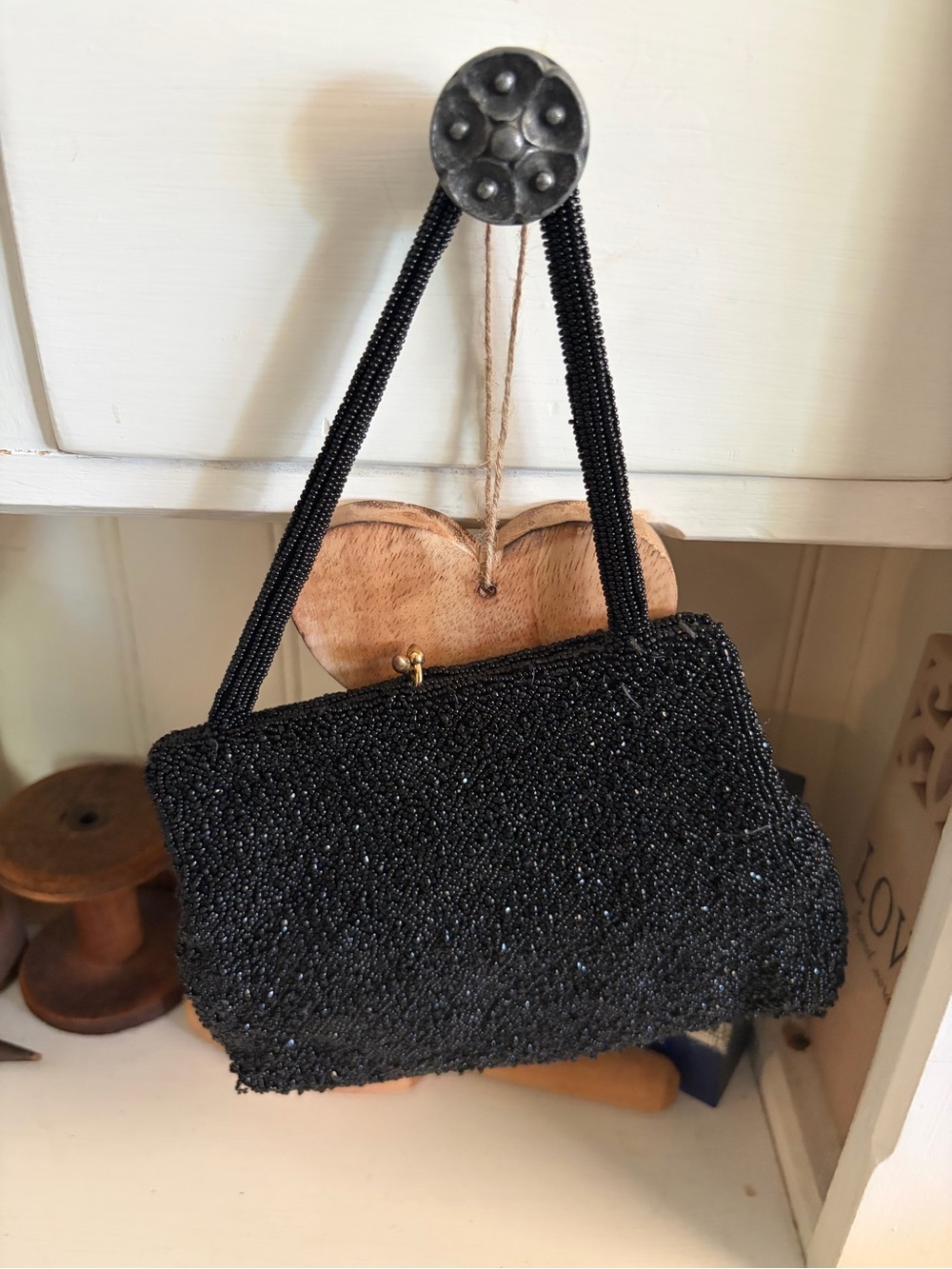 Holt Renfrew Beaded Evening Clutch Handbag - Black